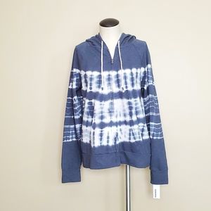 Womens Zip Up Hoodie Jacket Sonoma Blue Tie Dye